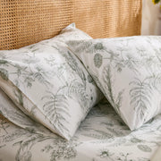 soft breathable natural fiber sage botanical pillowcase detail