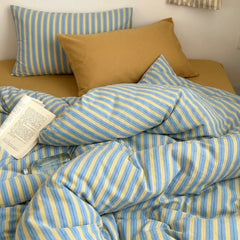 soft breathable ribbon stripe quilt cover detail