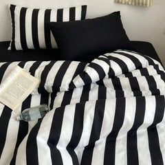 soft breathable wide stripe quilt cover cotton detail