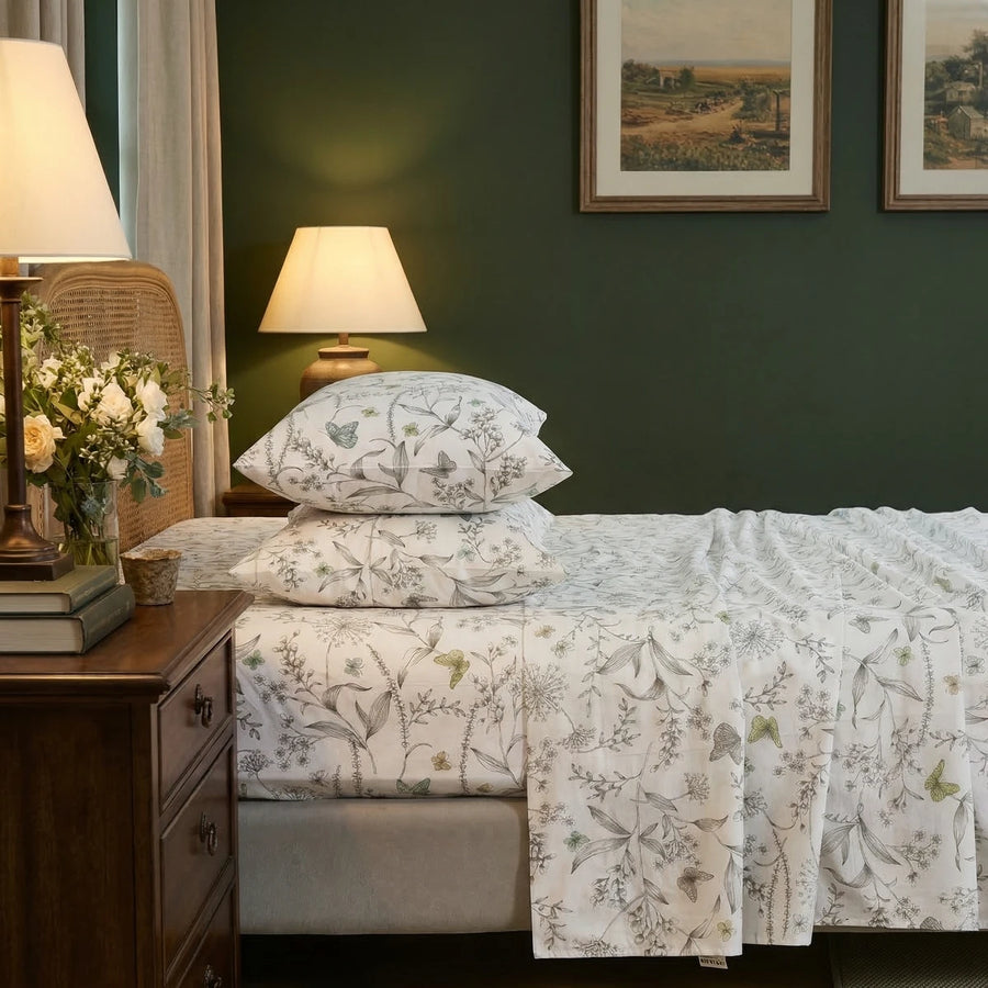 soft breathable wildflower meadow botanical fabric texture