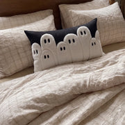 spooky season lumbar throw pillow cover ghost parade beige grid bedding
