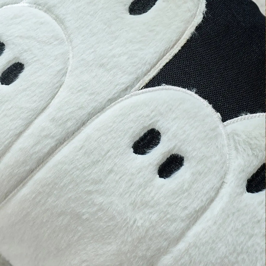 spooky season lumbar throw pillow cover ghost parade plush texture close up