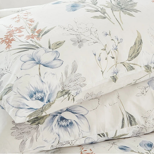 stacked serene garden bloom pillow shams luxury bedding