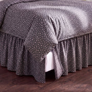 starlit bloom bed skirt charcoal grey pink floral dark wood floor