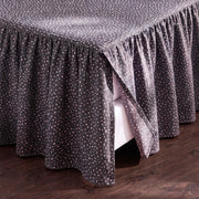 starlit bloom bed skirt dark grey split corner close up