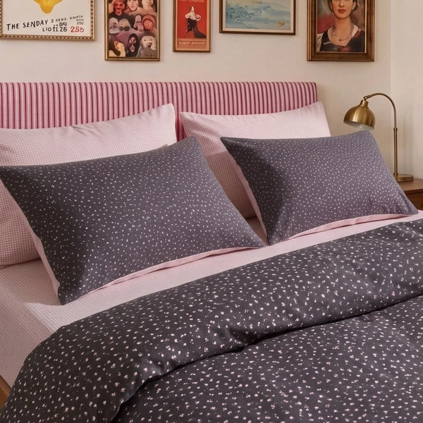 starlit bloom charcoal floral pillow shams gingham sheet
