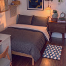 starlit bloom comforter set charcoal pink bedroom desk blue checkered rug