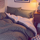 starlit bloom comforter set charcoal pink checkered pillow wall lamp