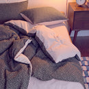 starlit bloom comforter set charcoal pink grid sheet duvet detail