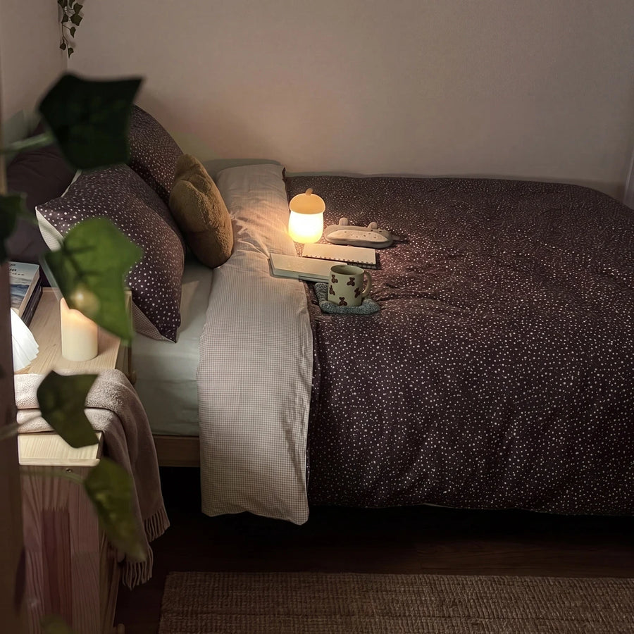 starlit bloom duvet cover set evening bedroom plant scene