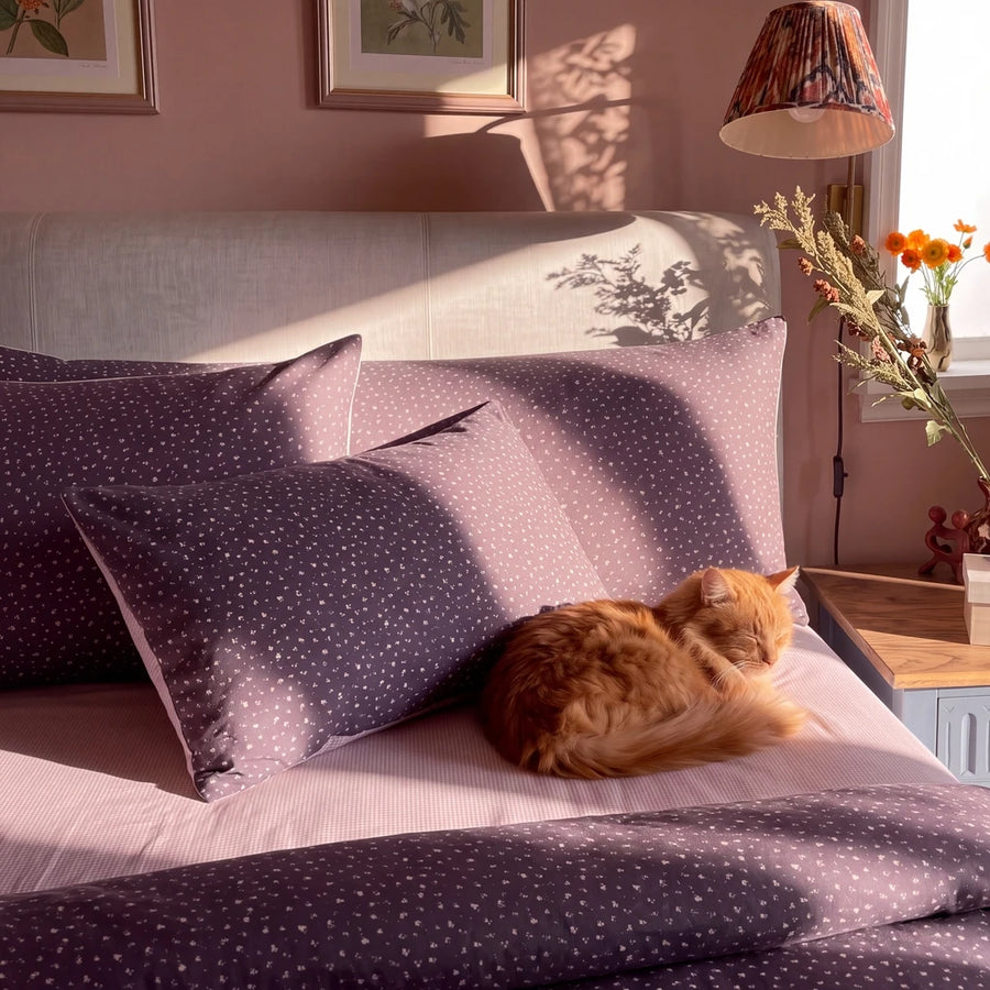 starlit bloom pillowcases charcoal pink floral gingham pillow sham