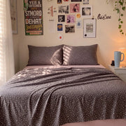 starlit bloom sheet set charcoal dark grey pink floral bedding gallery wall