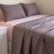 starlit bloom sheet set dark grey pink ditsy floral gingham fitted sheet