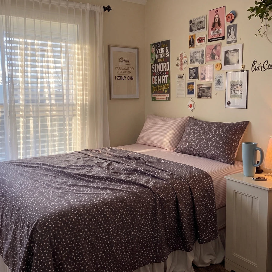 starlit bloom sheet set warm sunlight cozy bedroom aesthetic