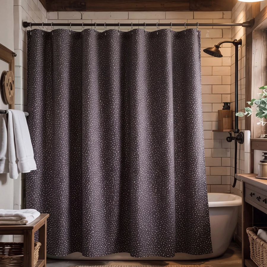 starlit bloom shower curtain charcoal dark grey rustic bathroom