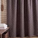starlit bloom shower curtain charcoal grey wooden bench white towels