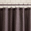 starlit bloom shower curtain dark grey metal rings rod close up