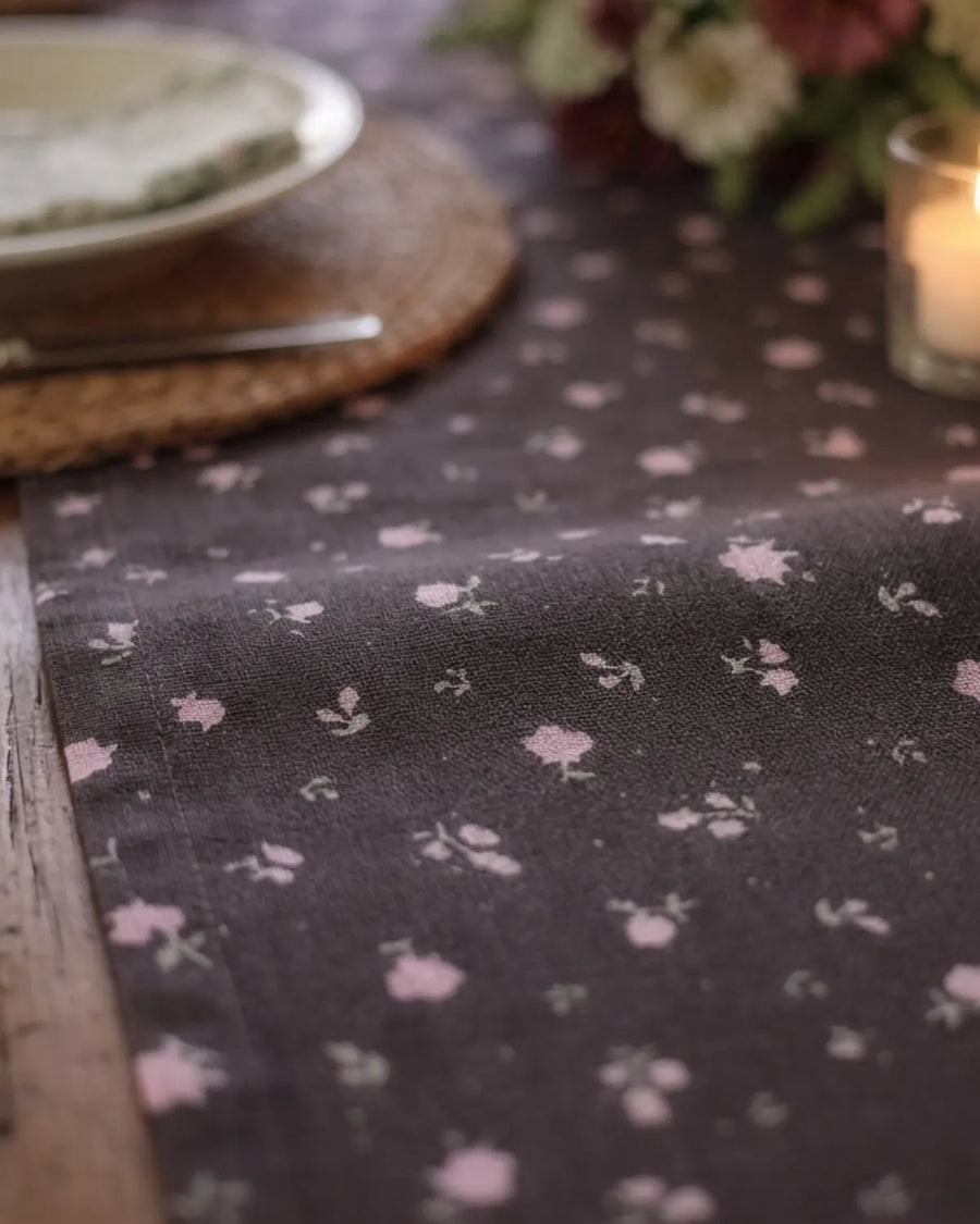 starlit bloom table runner floral fabric detail