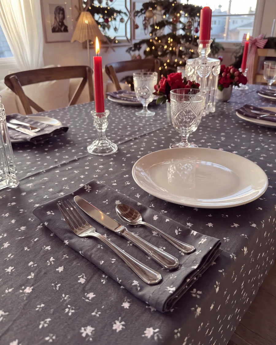 starlit bloom tablecloth floral print table setting