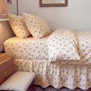 strawberry bramble bed skirt ivory floral vintage bedroom nightstand