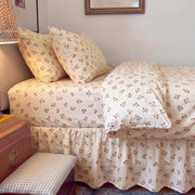 strawberry bramble bed skirt ivory floral vintage bedroom nightstand
