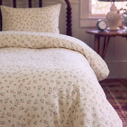 strawberry bramble comforter set cream pink fluffy duvet nightstand