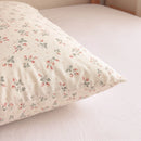 strawberry bramble pillowcases cream yellow envelope closure bedroom closeup