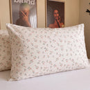strawberry bramble pillowcases cream yellow strawberry print standard pillow closeup