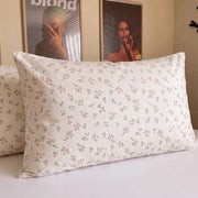 strawberry bramble pillowcases cream yellow strawberry print standard pillow closeup