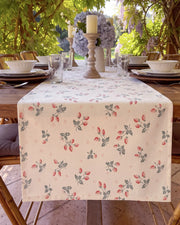 strawberry bramble table runner strawberry print detail