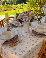 strawberry bramble tablecloth garden table setting