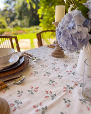 strawberry bramble tablecloth strawberry print detail