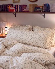 strawberry cottage ruffle duvet cover set cozy floral bedding