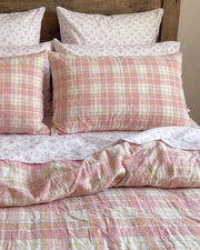 strawberry sundae nostalgic plaid comforter set matching pillow shams
