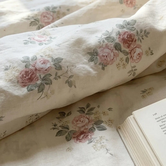 sun drenched rose fabric texture close up vibrant botanical print