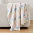 sunday patchwork muslin blanket rainbow patchwork green cream sofa drape