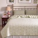 sunday patchwork muslin blanket strawberry green brass bed gingham pillow bedroom