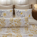 sunlit grey yellow botanical fabric soft texture