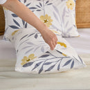 sunlit grey yellow botanical pillowcase envelope closure detail