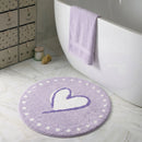 sweetheart rug lavender dot heart bathroom scene