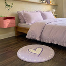 sweetheart rug lavender dot heart bedroom scene
