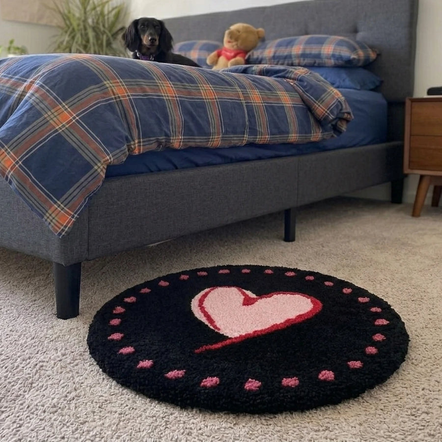 sweetheart rug midnight black heart bedroom pet scene