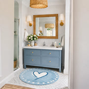 sweetheart rug sky heart coastal bathroom styling