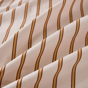 tan pin stripe duvet set fold and texture view