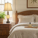 terracotta orange striped bedding set 100 cotton ruffle trim