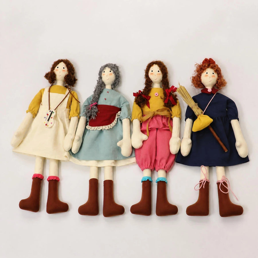 the hearthside sisters four piece cloth doll set white background