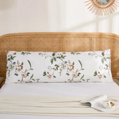 Timeless Garden Cotton Long Pillowcase front flat view continuous floral design