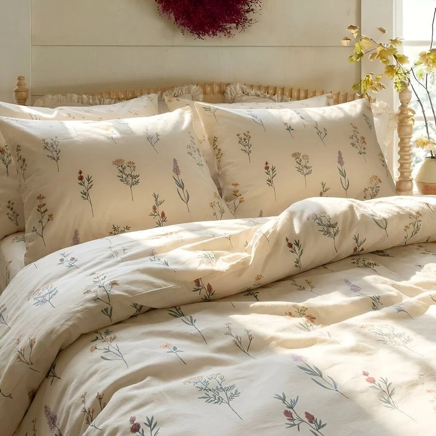 timeless wildflower meadow duvet cover set cream floral bedding main