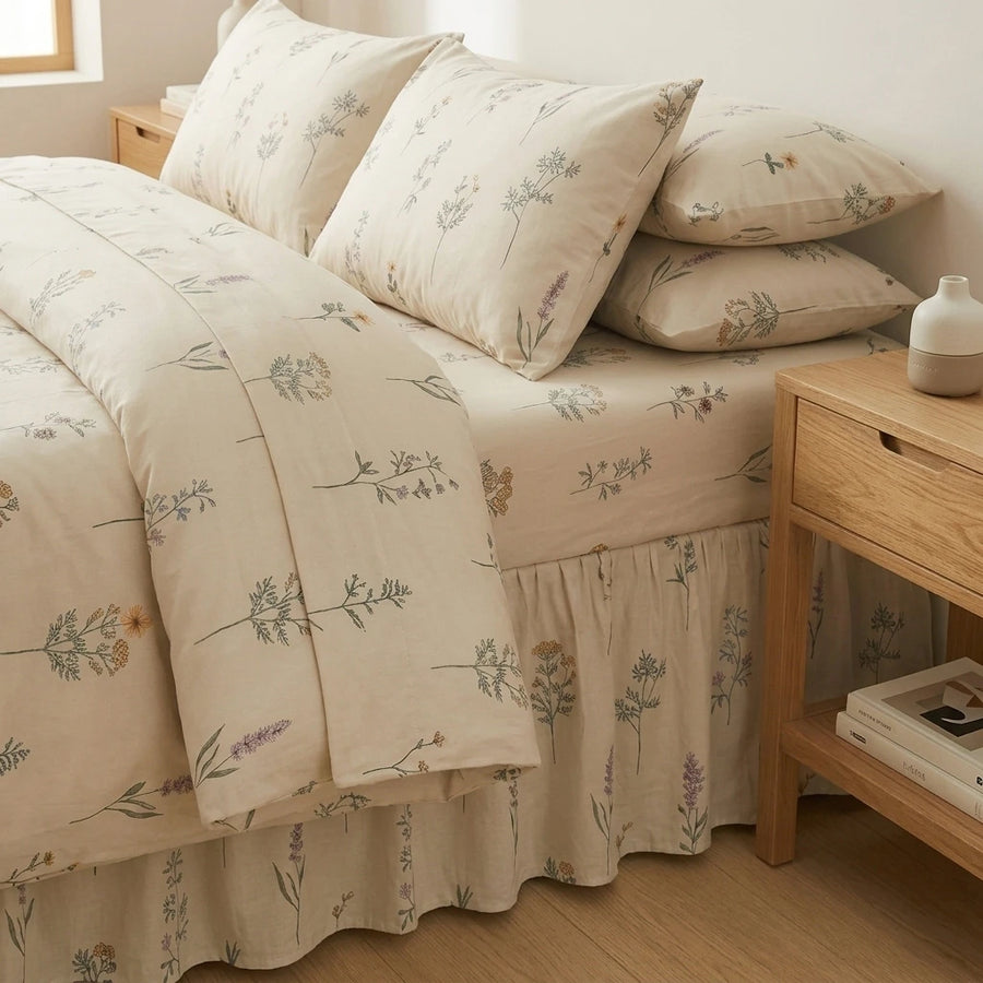timeless wildflower meadow linen bed skirt cottagecore
