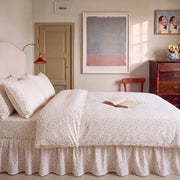 tiny blossom bed skirt cream ditsy floral bedroom decor